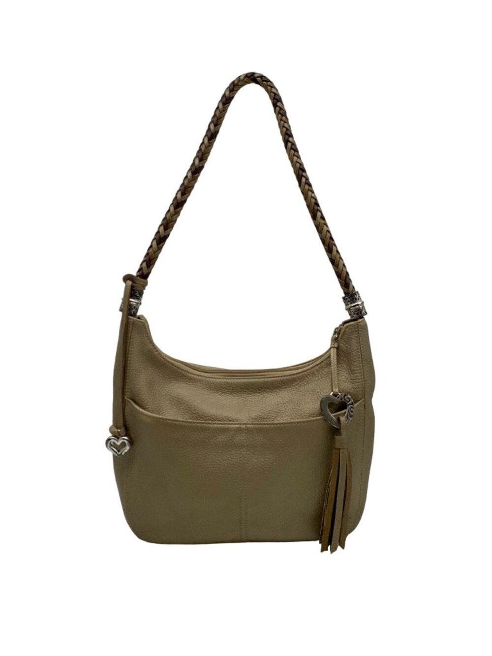Brighton Barbados Zinc Pearl Pebbled Leather Hobo Bag
